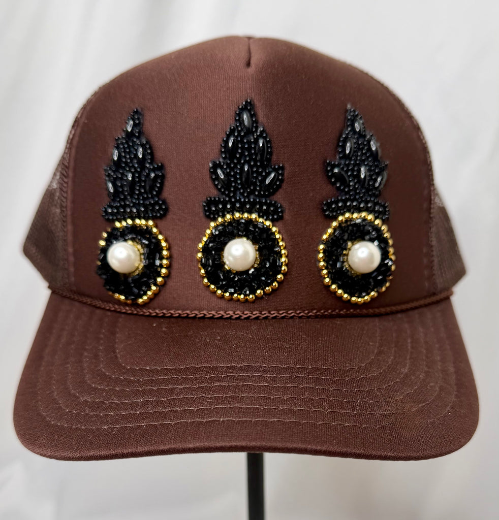Revelry Bloom Mardi Gras Trucker Hats - Brown