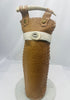 Handmade Leather/Hide Wine Bag w/Antler Handles & Agate Slices