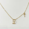 Necklace - Mother of Pearl Tiny Lock W/Pave CZs