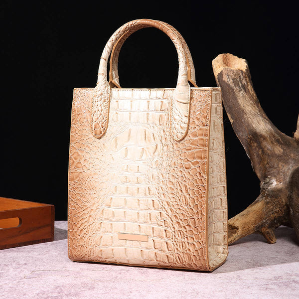 Purse - Retro Crocodile Embossed Faux Leather Handbag
