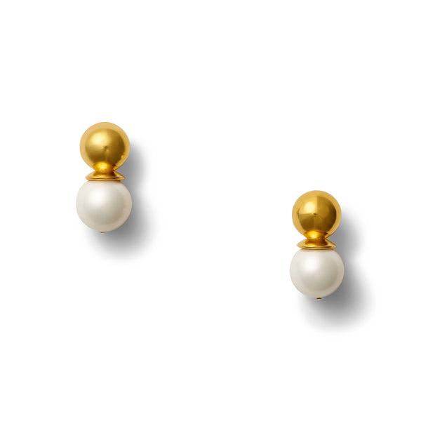 Earrings - Gold Lady - White Mabe Mother of Pearl