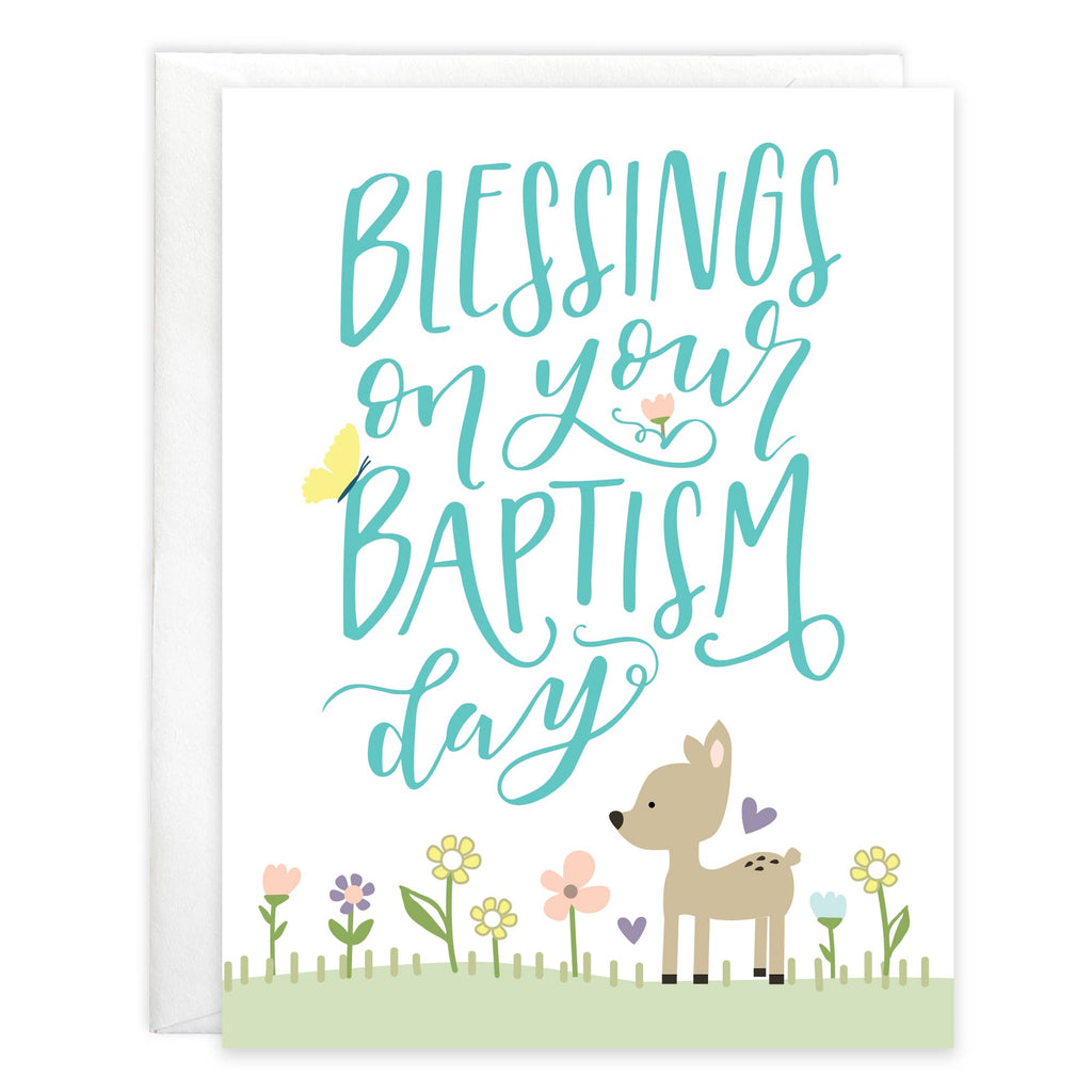 Greeting Cards - With Scripture Religious Greeting Card - Baptism Flowers