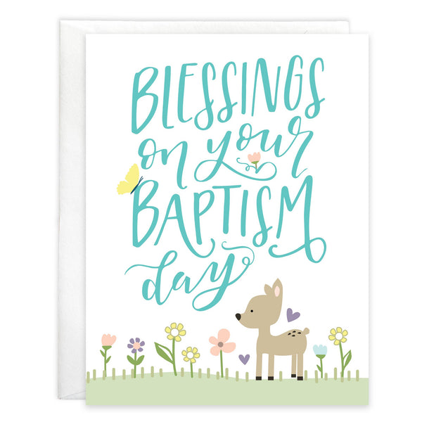 Greeting Cards - With Scripture Religious Greeting Card - Baptism Flowers