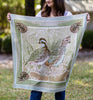 Scarf - Pink Quail Pair - Double-Sided Silk Scarf: 25x25