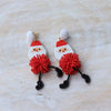 Earrings - Beaded Leggy Santa Earrings | Pom Santa Drop