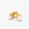 Earring  - 14K Gold Plated Wire Baroque Pearl Drop w/Tiny Pearl