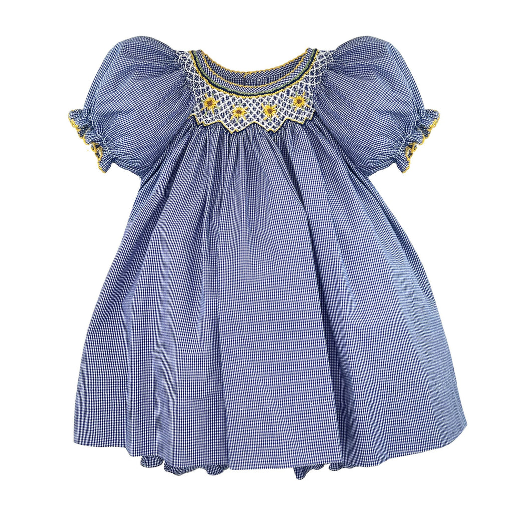 Dress with Bishop Smocked Sunflowers