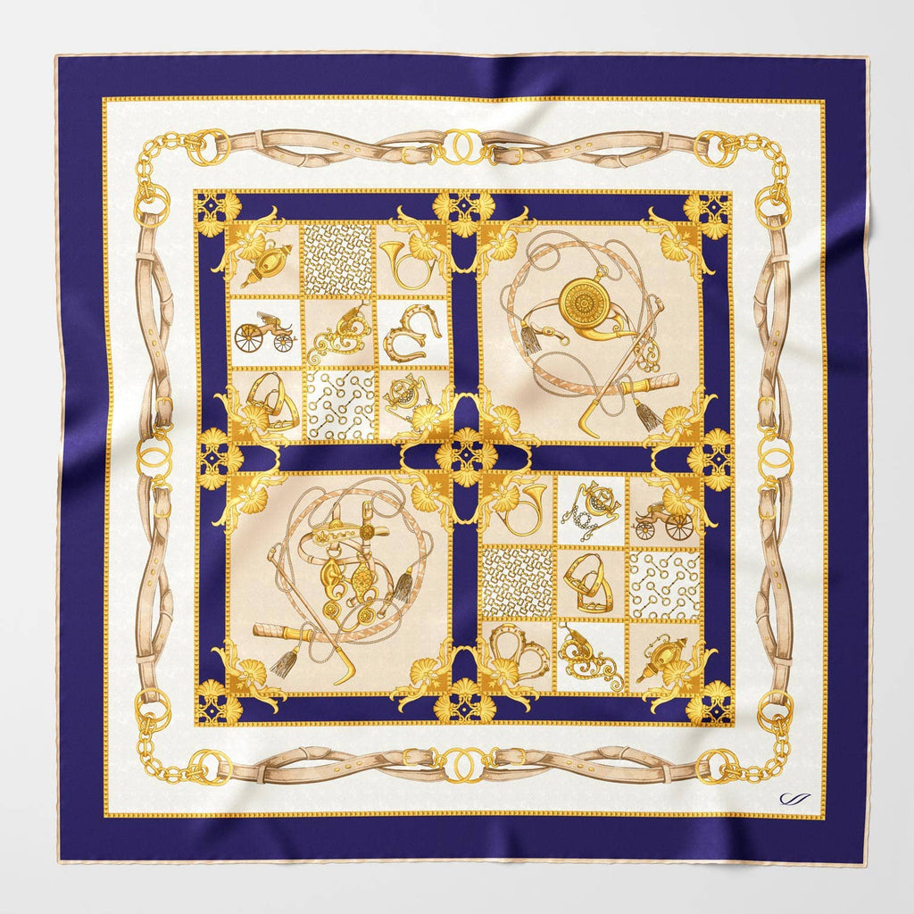 Scarf - Vittoria - Hand Rolled Silk Foulard - Blue