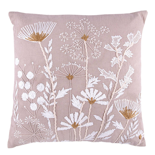 Pillow - Summer Flowers Cotton Embroidered Decorative Pillow