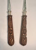Estate Collection - Vintage Silver and Carved Wood  Salad Server Set