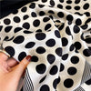 Scarf - French Black and White Polka Dots Silk Scarf