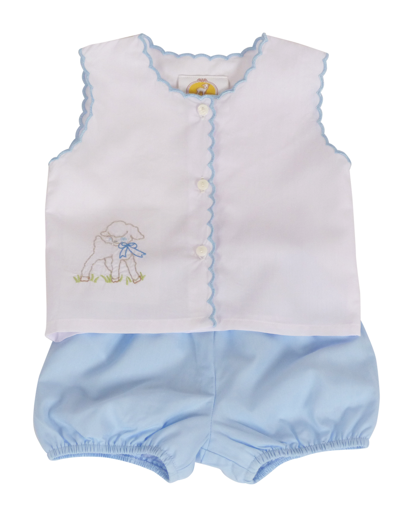 Blue Lamb Diaper Cover Set
