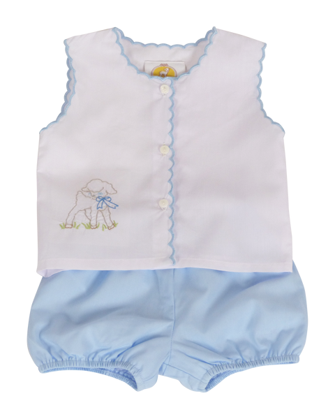 Blue Lamb Diaper Cover Set