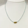 Necklace - Small Aquamarine W/Golg Rings