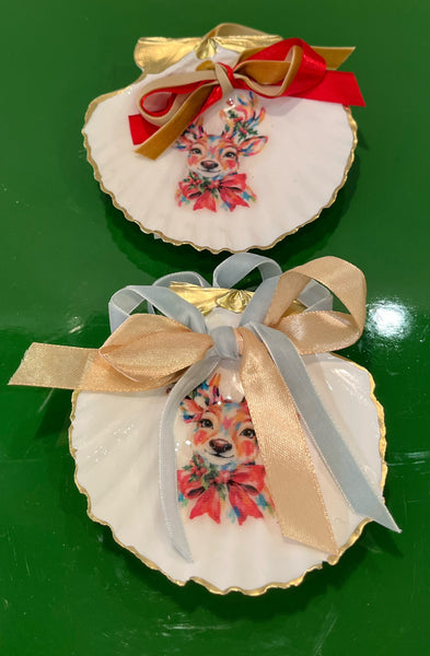 Ornaments - Reindeer on Scallop Shell by Fouts and Finch