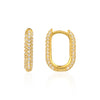 Earrings - Pave Rectangular Hoops in Gold or Silver