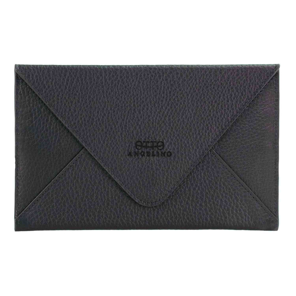 Clutch - Leather Envelope Clutch in Black