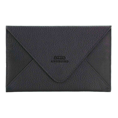 Clutch - Leather Envelope Clutch in Black