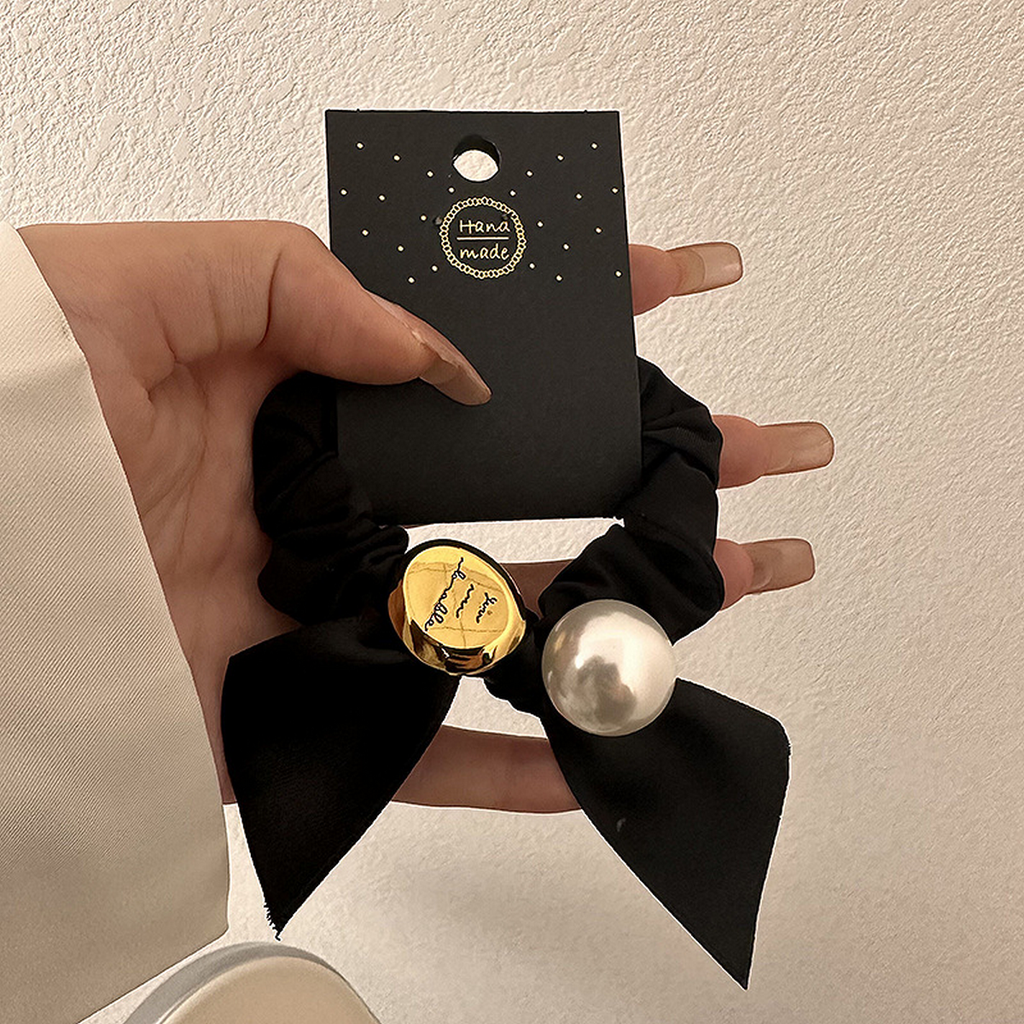 Hair Accessories - Elastic Hair Bands Gold & Pearl