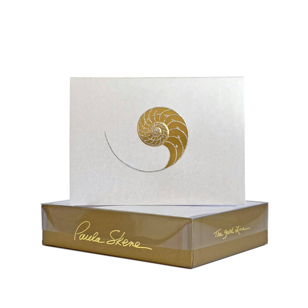 Greeting Cards - Chambered Nautilus Gold on Silver Satin Blank Card