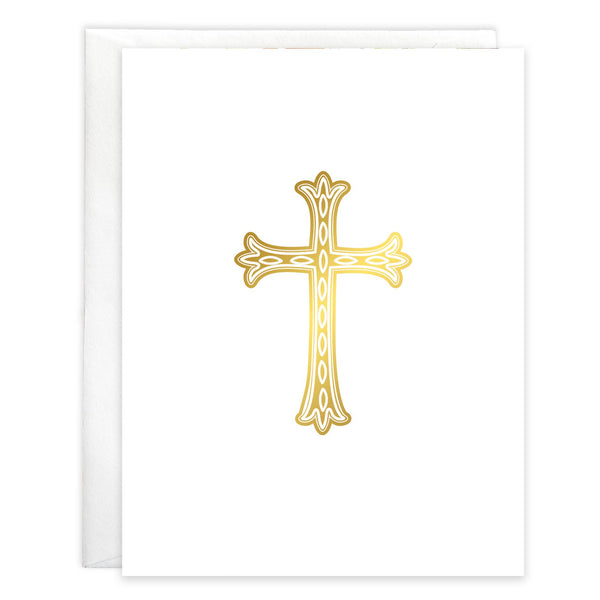 Greeting Cards - With Scripture Religious Greeting Card - Gold Cross