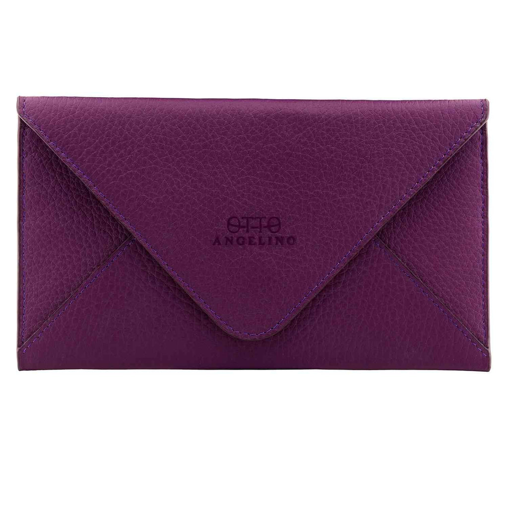 Clutch - Leather Envelope Clutch in Damson