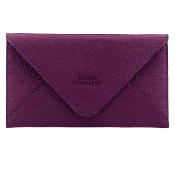 Clutch - Leather Envelope Clutch in Damson