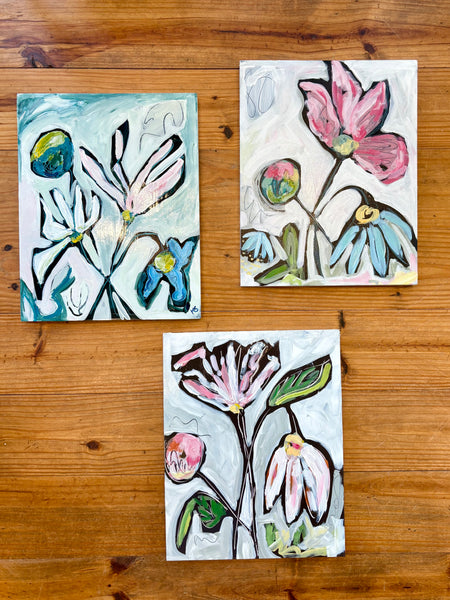 Funky Flowers by Katie Sneed Art  - 11x14