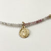 Rainbow Tourmaline & Gold Bead w/Gold Filled Religious Medal