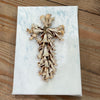 Handmade Seashell Cross on Canvas 5"x7"