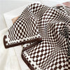 Scarf - Coffee Plaid Mulberry Silk Scarf