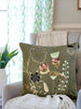 Pillow - Wild Flowers Cotton Embroidered Pillow in Gray