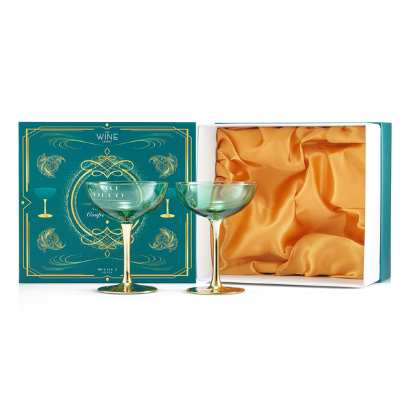 Coupe Glass - Colored Coupe Art Deco Glasses - Set of 2