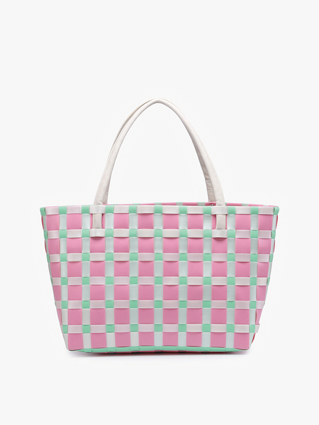 Tote - Abigail Basketweave Tote w/Vegan Leather Straps