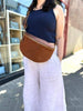 Purse - Women's Large Suede and Leather Waist Bag in Taupe