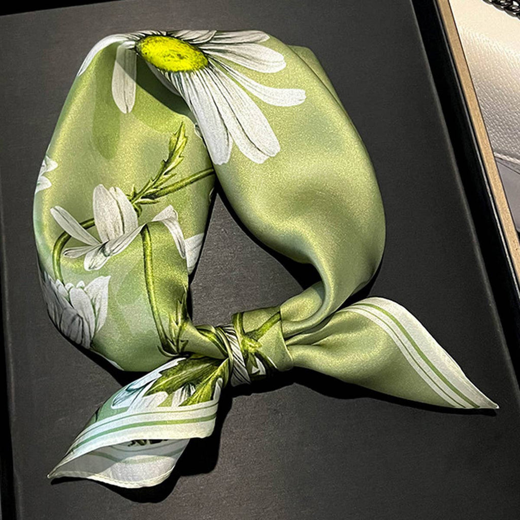 Scarf - Simple Floral Square Silk Scarf