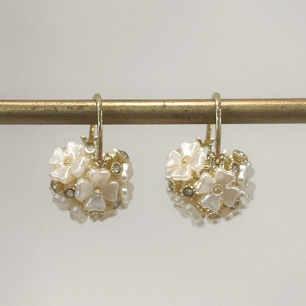 Earrings - Orchid Mother of Pearl Flower Hoop