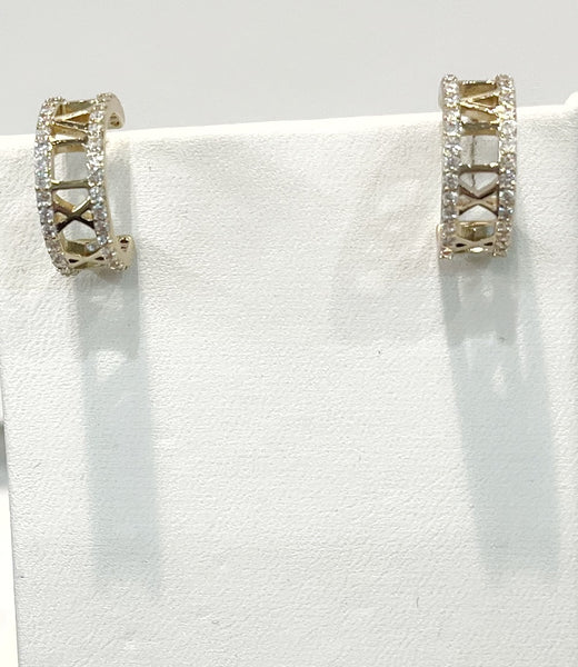 Earrings - Kylie Roman Numeral CZ Hoops