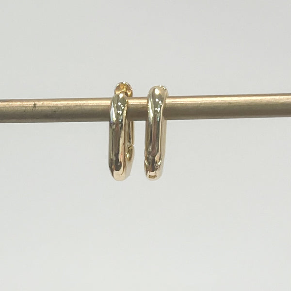 Earrings - Kathy Oblong Huggie in Gold