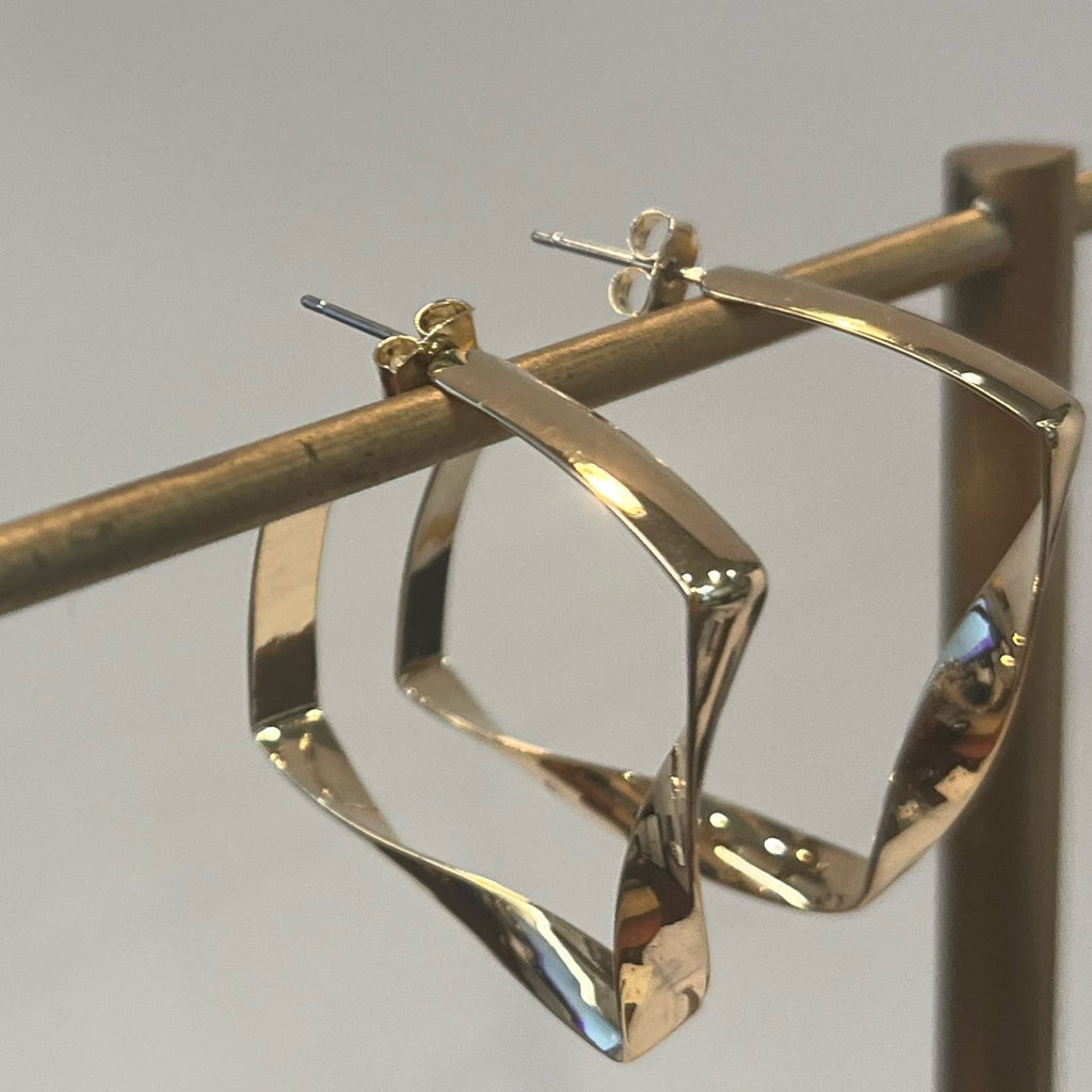 Earrings - Gold Square Hoop