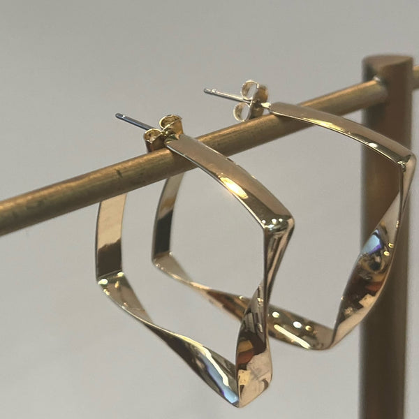 Earrings - Gold Square Hoop