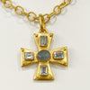 Dina Maclney - Necklace - Aquamarine Blue Topaz Cross Necklace