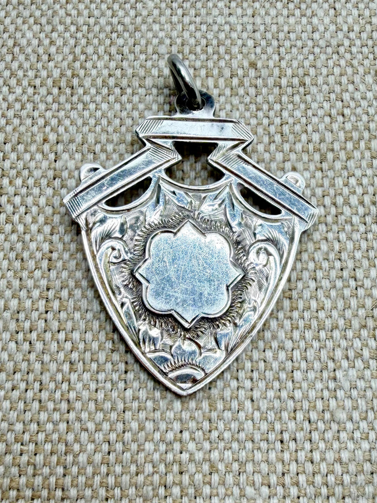 Estate Collection - Fob - Sterling Engraved Shield Fob