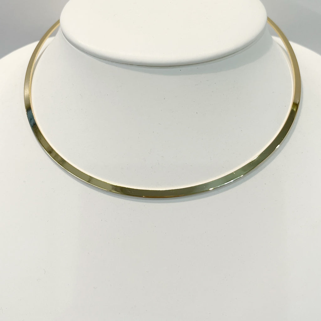 Necklace - Choker Flat Edge Gold Plated Collar Choker