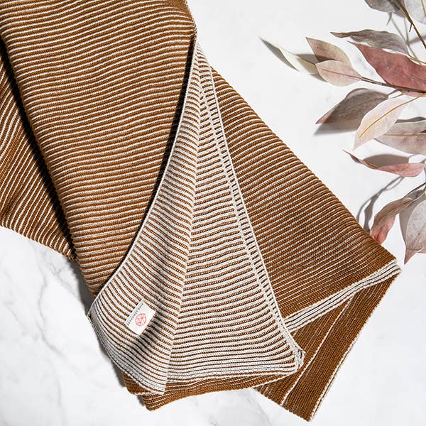 Throw - Ribbed Organic Cotton Throw Blanket Copper
