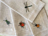 Beverage Napkins - Insect Embroidered Beverage Napkins, Set of Four