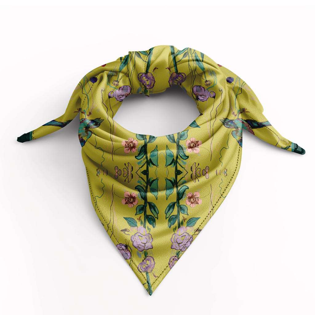Scarves - Birds of a Feather Lime - Large Silk Scarf