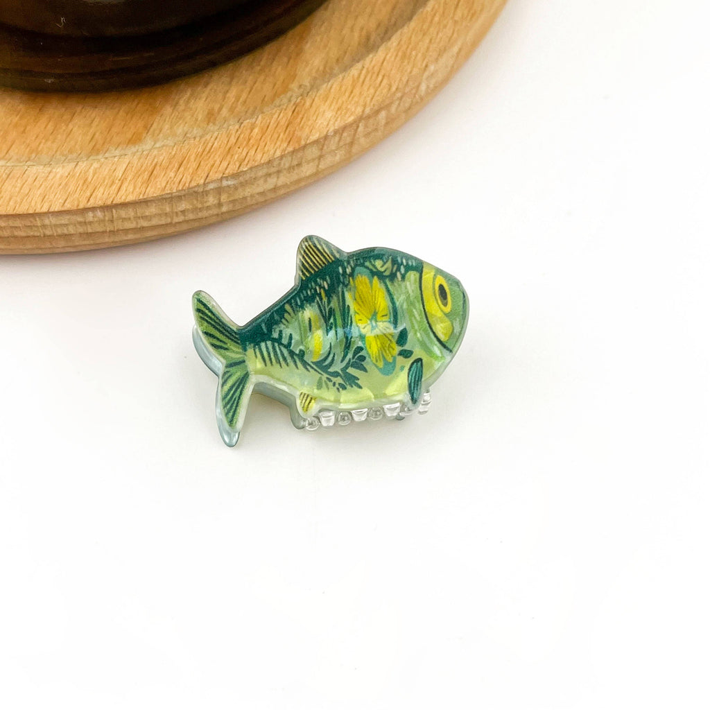Hair Accessories - Mini Green Sardine Hair Claw Clip with Seaweed