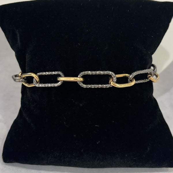 Bracelet - Heavy Black and Gold Ovals