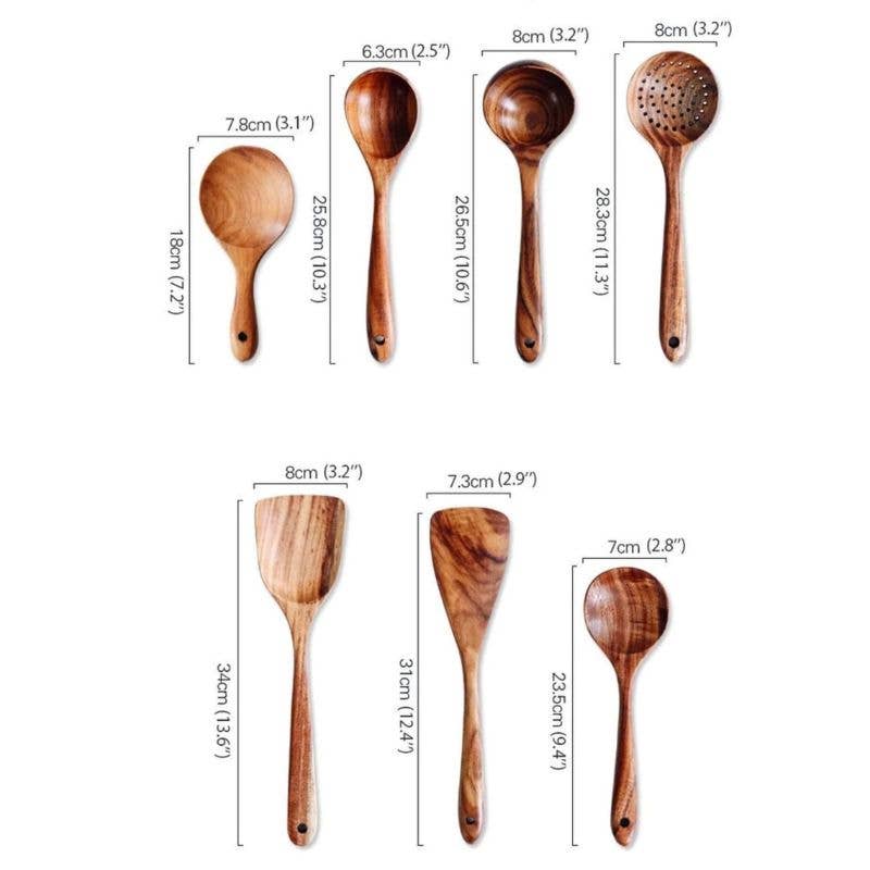 Wooden Cooking Utensils - 7-Piece Set